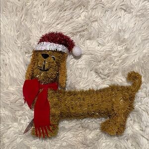 Festive Dachshund Weiner Brown Dog Decoration with Red Accessories - Santa Dog